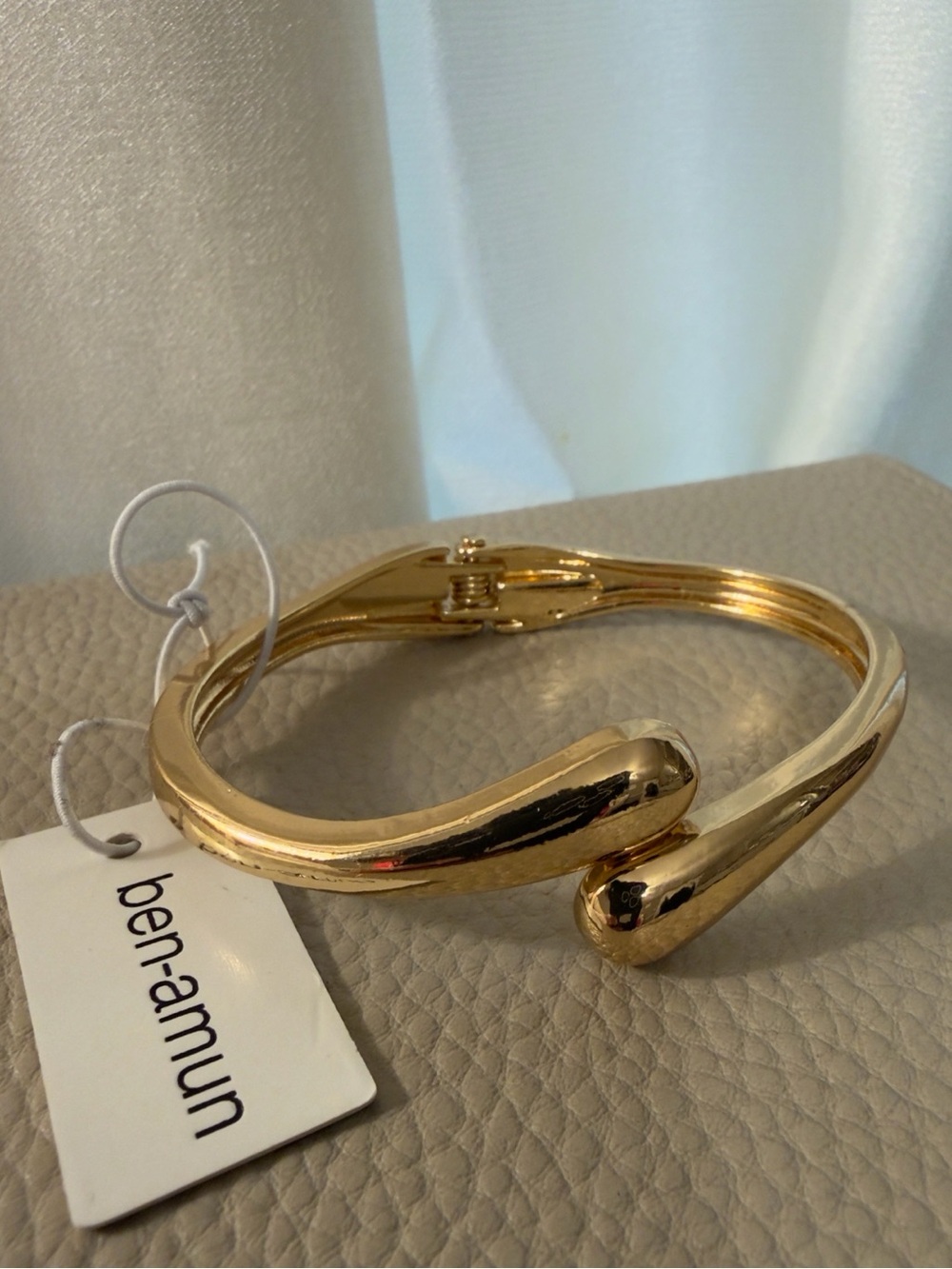 Ben-Amun Gold Fluid Sculptural Hinged Cuff Bracelet